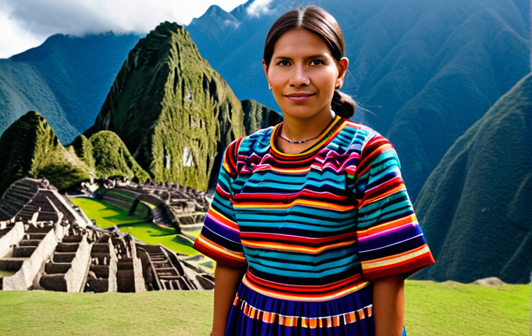 **

"A professional woman, fully clothed in a modest, traditionally-inspired Peruvian dress with vibrant colors and geometric patterns, standing in front of a blurred background of Machu Picchu, safe for work, appropriate content, perfect anatomy, natural proportions, professional photography, high quality."

**